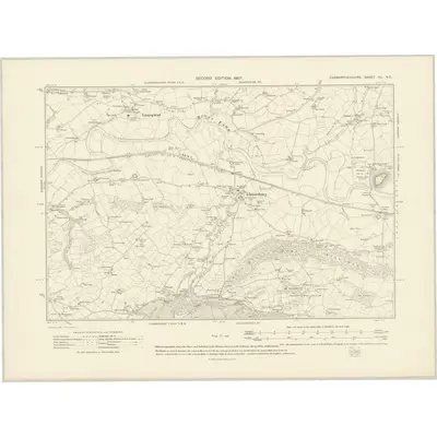 1905 Map of Carmarthenshire XL.NE, 1907 Print
