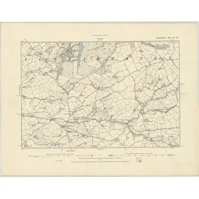 1886 Map of Carmarthenshire XL.SE, 1887 Print