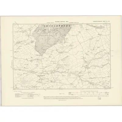 1905 Map of Carmarthenshire XL.SE, 1907 Print