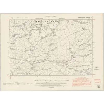 1948 Map of Carmarthenshire XL.SE, 1953 Print
