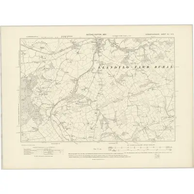 1905 Map of Carmarthenshire XLI.NE, 1907 Print