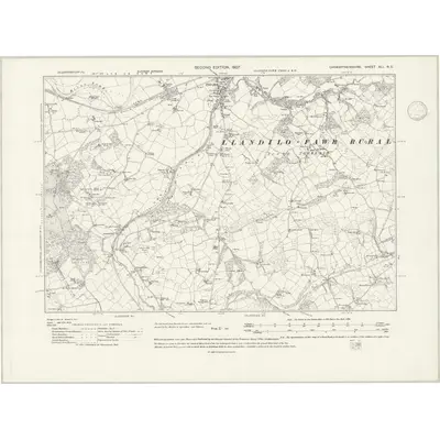1905 Map of Carmarthenshire XLI.NE, 1946 Print