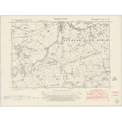 1948 Map of Carmarthenshire XLI.NE, 1953 Print