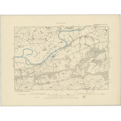 1885 Map of Carmarthenshire XLI.NW, 1886 Print