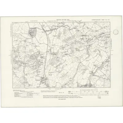 1905 Map of Carmarthenshire XLI.SE, 1946 Print