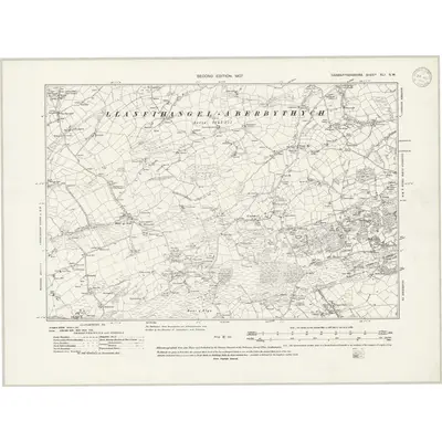 1905 Map of Carmarthenshire XLI.SW, 1946 Print