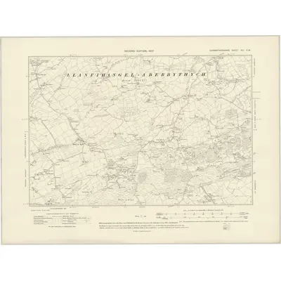 1906 Map of Carmarthenshire XLI.SW, 1907 Print