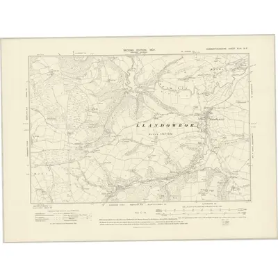 1905 Map of Carmarthenshire XLIV.NE, 1907 Print