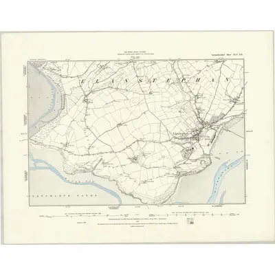 1887 Map of Carmarthenshire XLV.SE, 1888 Print
