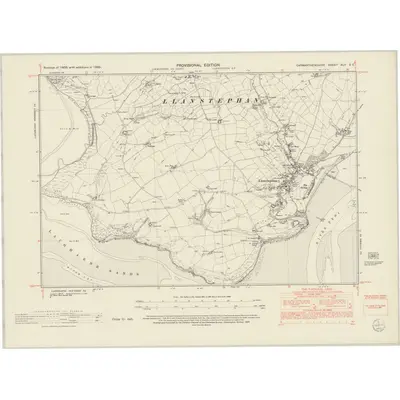 1948 Map of Carmarthenshire XLV.SE, 1953 Print