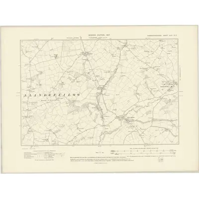 1905 Map of Carmarthenshire XLVI.NE, 1907 Print