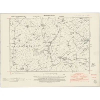 1946 Map of Carmarthenshire XLVI.NE, 1953 Print