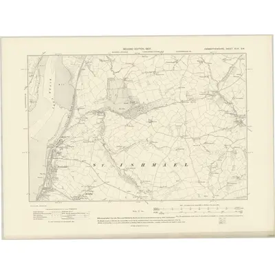1905 Map of Carmarthenshire XLVI.SW, 1907 Print