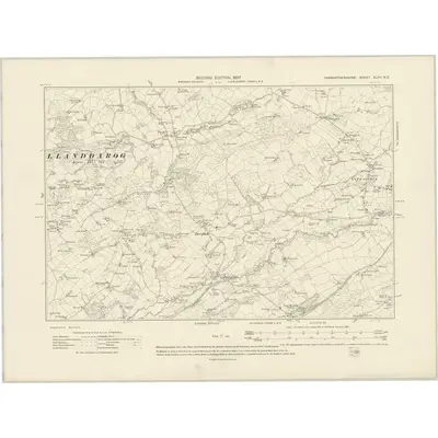 1905 Map of Carmarthenshire XLVII.NE, 1907 Print