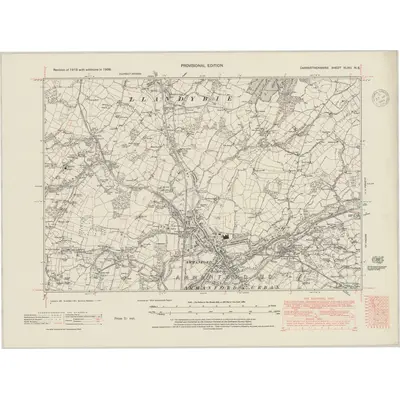 1938 Map of Carmarthenshire XLVIII.NE, 1948 Print