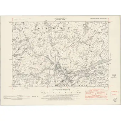 1948 Map of Carmarthenshire XLVIII.NE, 1953 Print