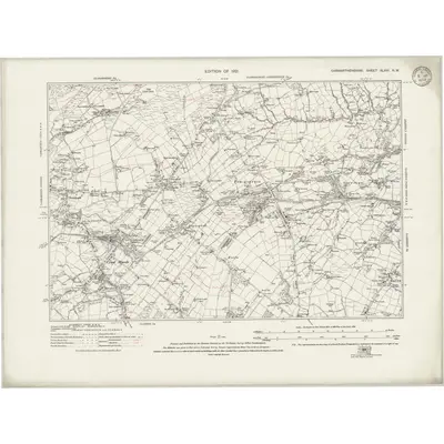1913 Map of Carmarthenshire XLVIII.NW, 1921 Print