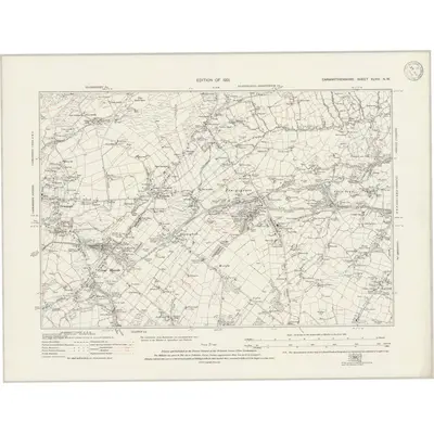1913 Map of Carmarthenshire XLVIII.NW, 1946 Print