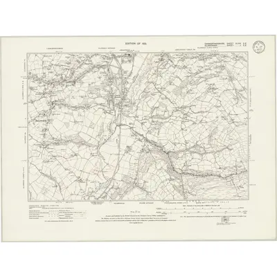 1913 Map of Carmarthenshire XLVIII.SE, 1921 Print