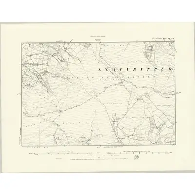1887 Map of Carmarthenshire XV.NE, 1888 Print