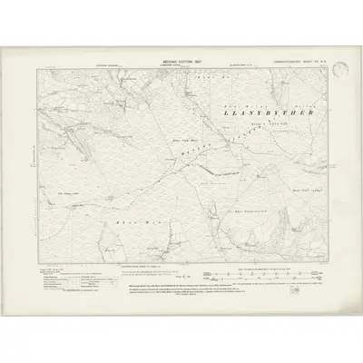 1904 Map of Carmarthenshire XV.NE, 1946 Print