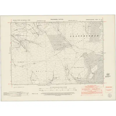 1948 Map of Carmarthenshire XV.NE, 1953 Print