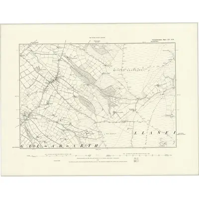 1887 Map of Carmarthenshire XV.SW, 1888 Print