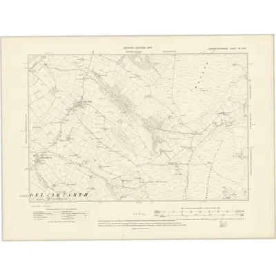 1904 Map of Carmarthenshire XV.SW, 1907 Print