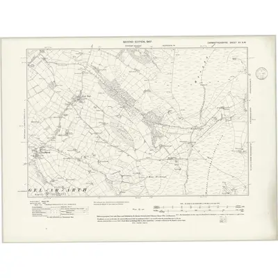 1904 Map of Carmarthenshire XV.SW, 1946 Print