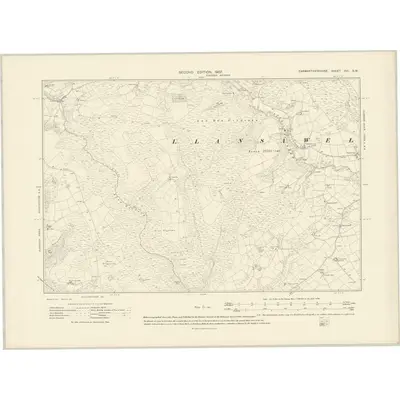 1904 Map of Carmarthenshire XVI.SW, 1907 Print
