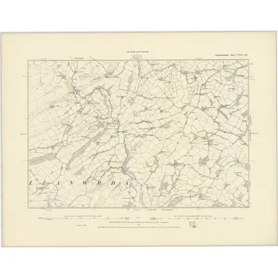 1886 Map of Carmarthenshire XVII.SE, 1887 Print