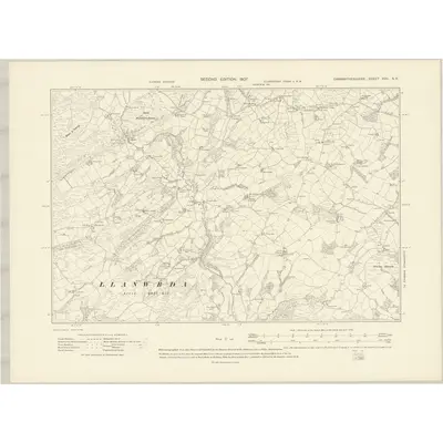 1904 Map of Carmarthenshire XVII.SE, 1907 Print