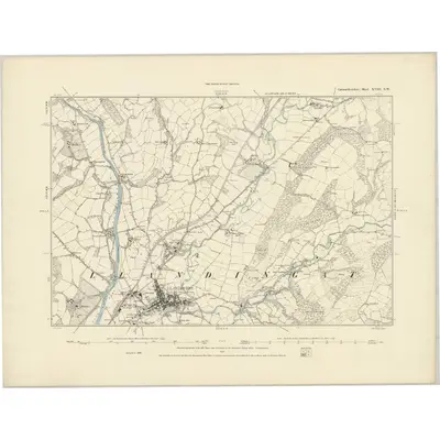 1886 Map of Carmarthenshire XVIII.SW, 1887 Print