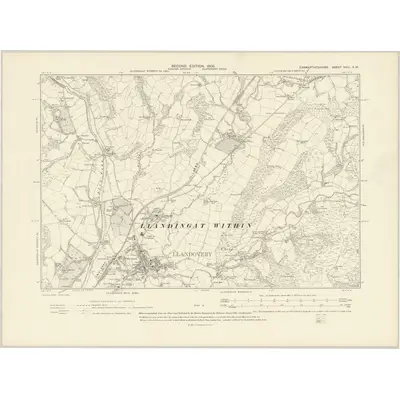 1904 Map of Carmarthenshire XVIII.SW, 1906 Print