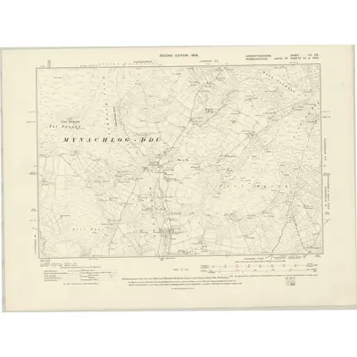 1905 Map of Carmarthenshire XX.SE, 1908 Print