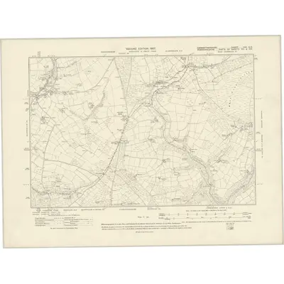 1905 Map of Carmarthenshire XXI.SE, 1907 Print