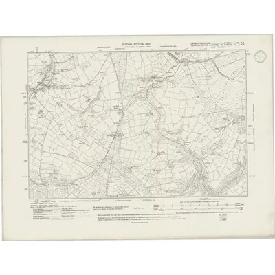 1905 Map of Carmarthenshire XXI.SE, 1947 Print