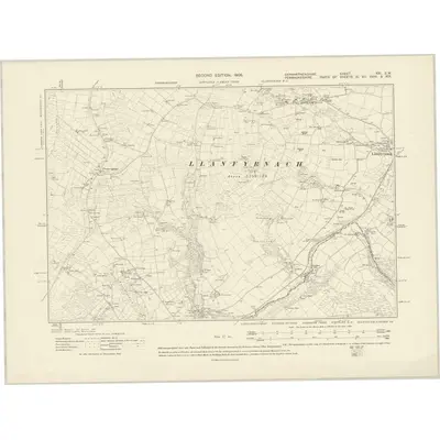 1905 Map of Carmarthenshire XXI.SW, 1908 Print