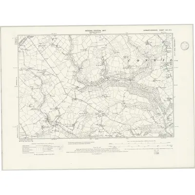 1905 Map of Carmarthenshire XXII.SE, 1946 Print