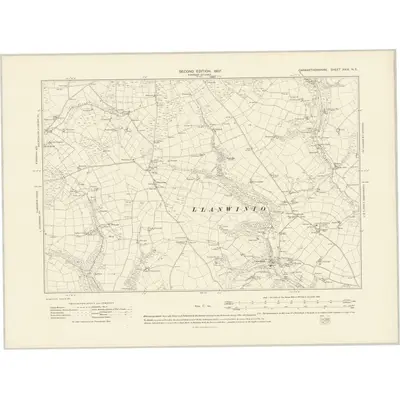 1905 Map of Carmarthenshire XXIX.NE, 1907 Print