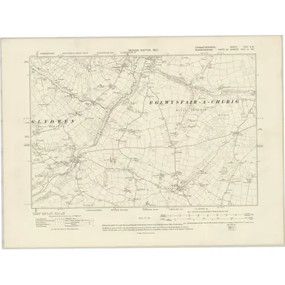 1905 Map of Carmarthenshire XXIX.NW, 1907 Print