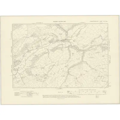 1904 Map of Carmarthenshire XXV.NW, 1907 Print