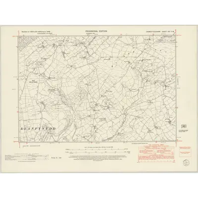 1948 Map of Carmarthenshire XXV.SW, 1952 Print