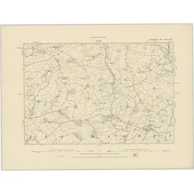 1885 Map of Carmarthenshire XXVI.NW, 1886 Print