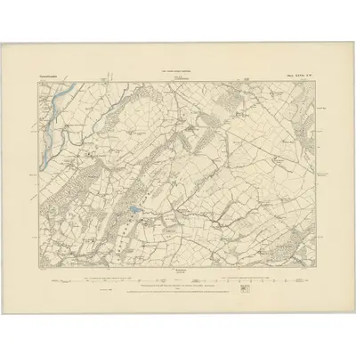 1884 Map of Carmarthenshire XXVII.NW, 1885 Print