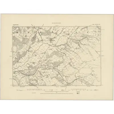 1885 Map of Carmarthenshire XXVII.SW, 1886 Print