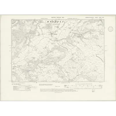 1904 Map of Carmarthenshire XXVII.SW, 1946 Print