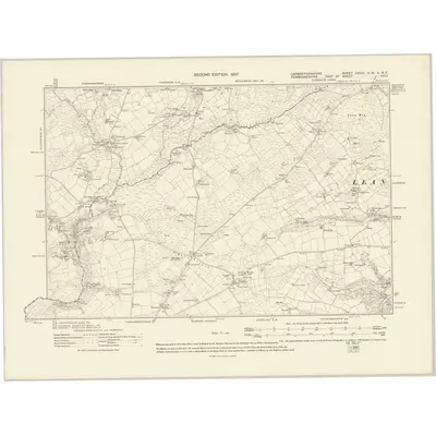 1905 Map of Carmarthenshire XXVIII.NW & NE, 1907 Print