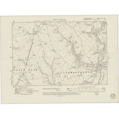 1905 Map of Carmarthenshire XXVIII.SE, 1950 Print