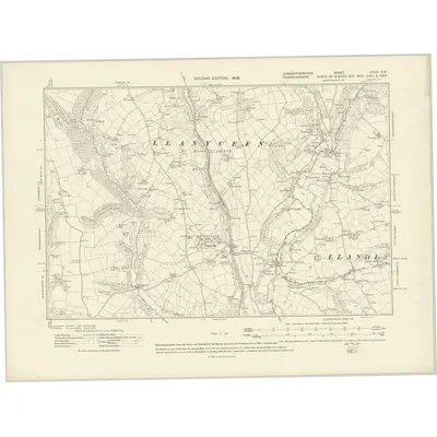 1905 Map of Carmarthenshire XXVIII.SW, 1908 Print